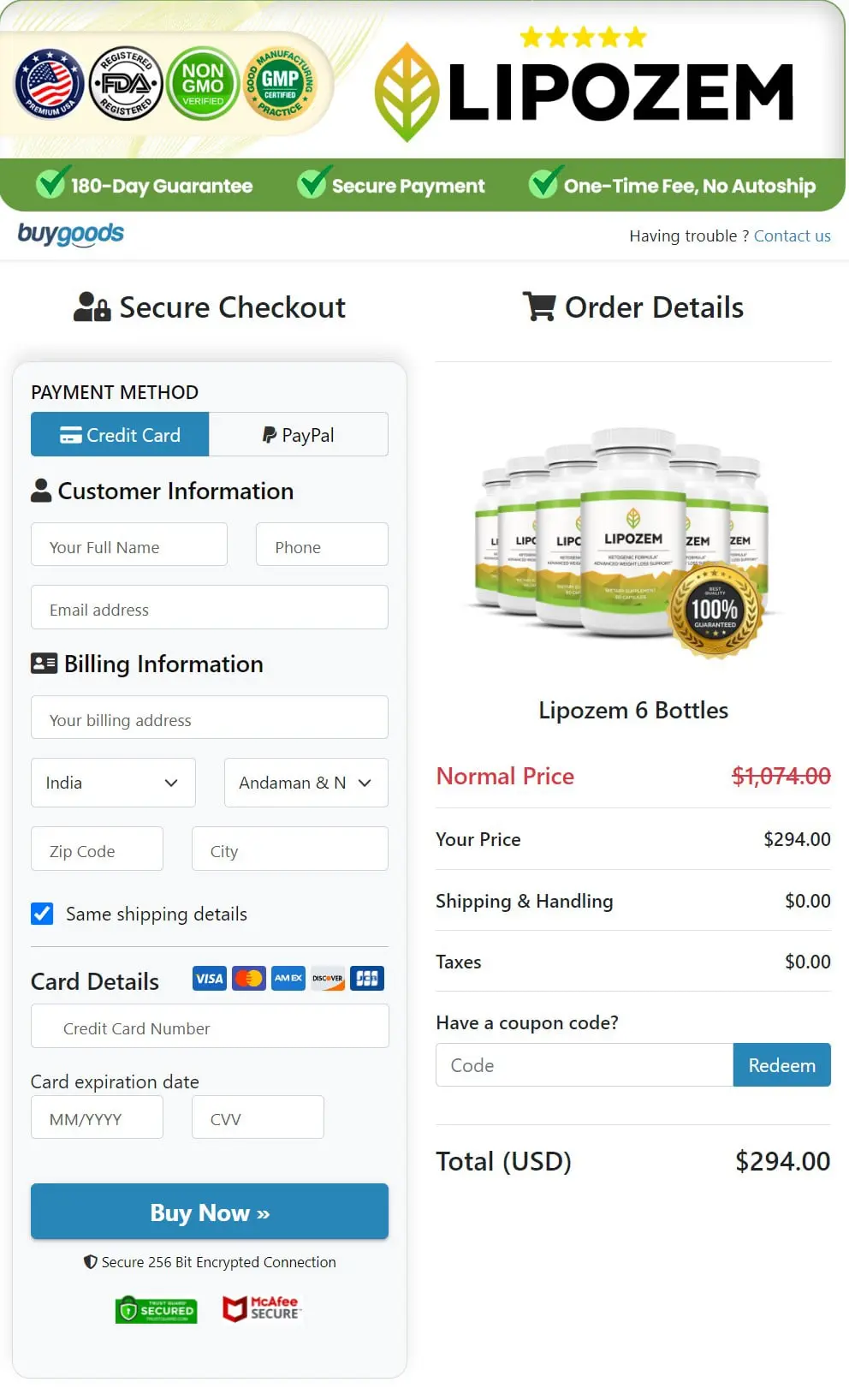Lipozem Order Form 